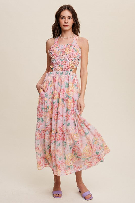 Rory Floral Textured Two-Piece Maxi Dress