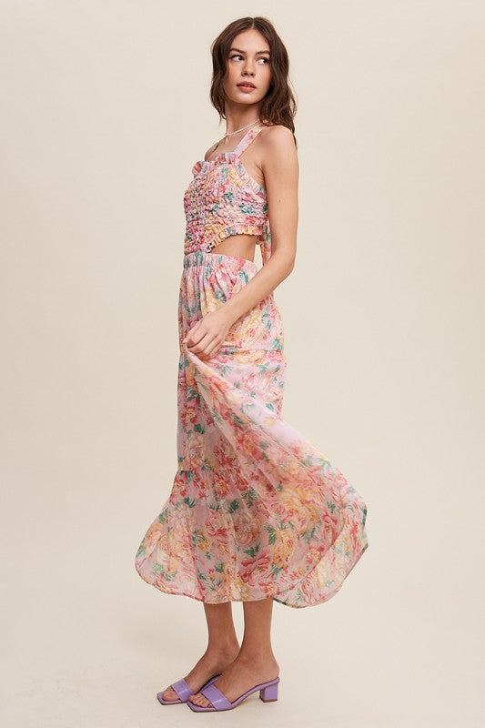 Rory Floral Textured Two-Piece Maxi Dress