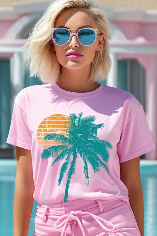 Palm Tree & Sunset Graphic T Shirts