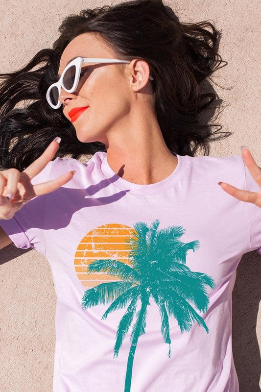 Palm Tree & Sunset Graphic T Shirts