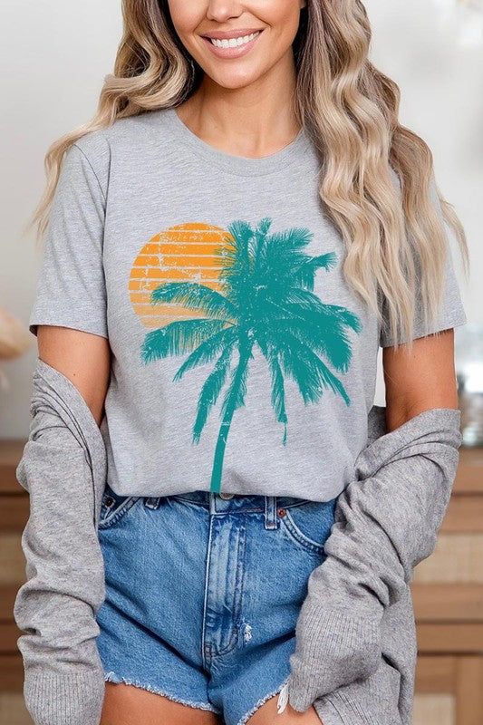 Palm Tree & Sunset Graphic T Shirts