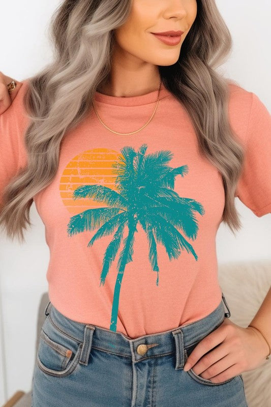 Palm Tree & Sunset Graphic T Shirts