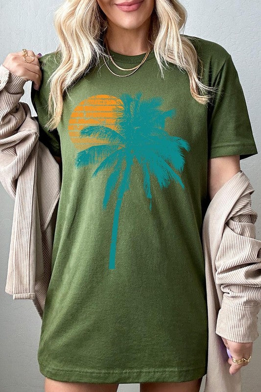 Palm Tree & Sunset Graphic T Shirts