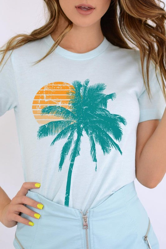 Palm Tree & Sunset Graphic T Shirts