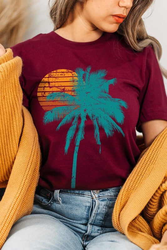 Palm Tree & Sunset Graphic T Shirts