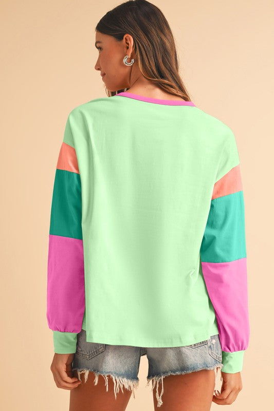 Sammy Color Block Sleeve Loose Fit Top