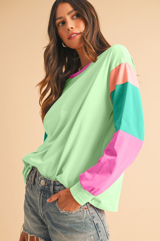 Sammy Color Block Sleeve Loose Fit Top