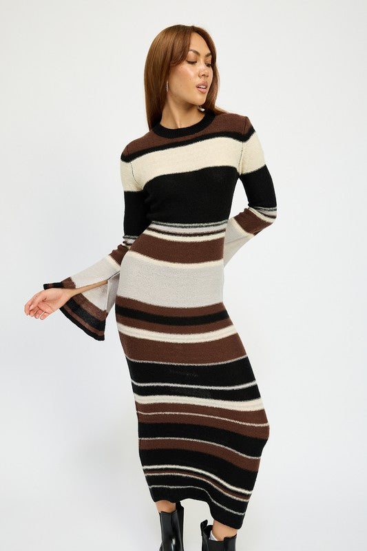 Steven Striped Bodycon Sweater Dress