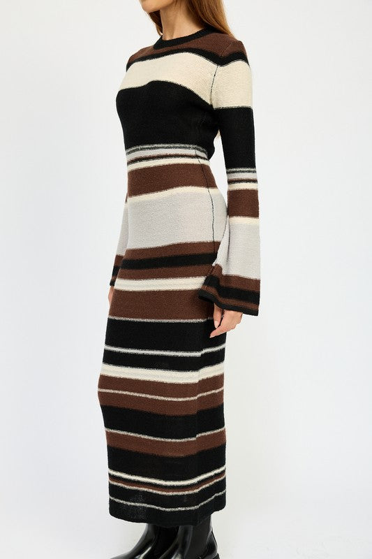 Steven Striped Bodycon Sweater Dress