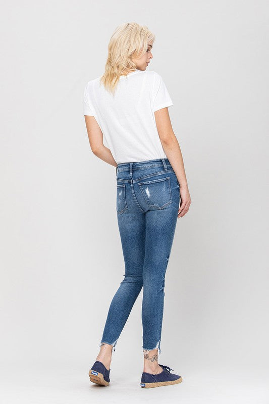 Vervet High Rise Ankle Skinny Hem Detail