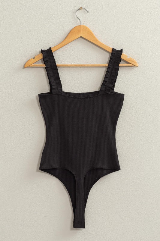 Berkley Ribbed Ruffle Strap Bodysuit