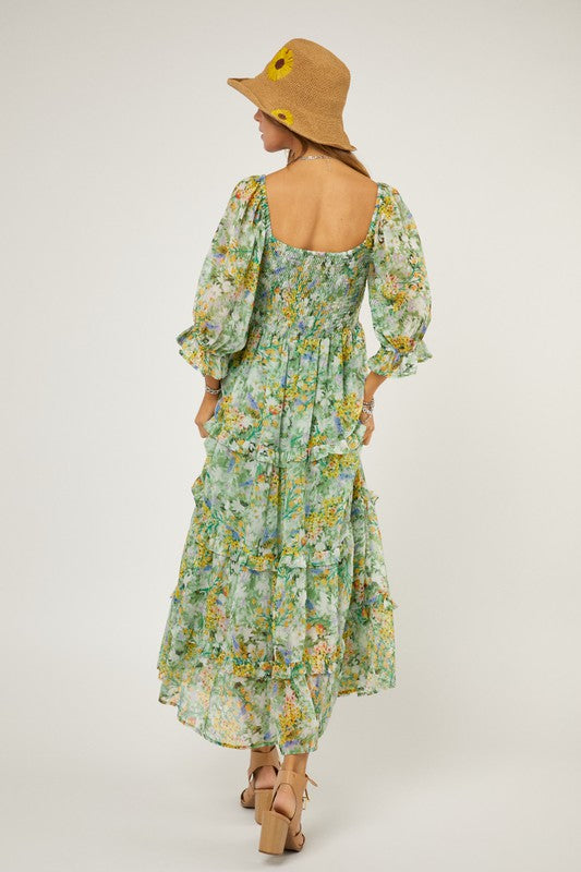 Dani Floral Chiffon Midi Dress