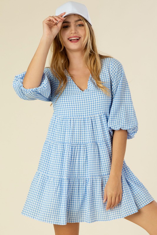 Hudson Gingham Checked Tiered Dress