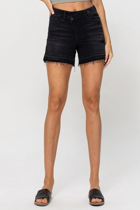 Vervet High Rise Crossover Stretch Shorts