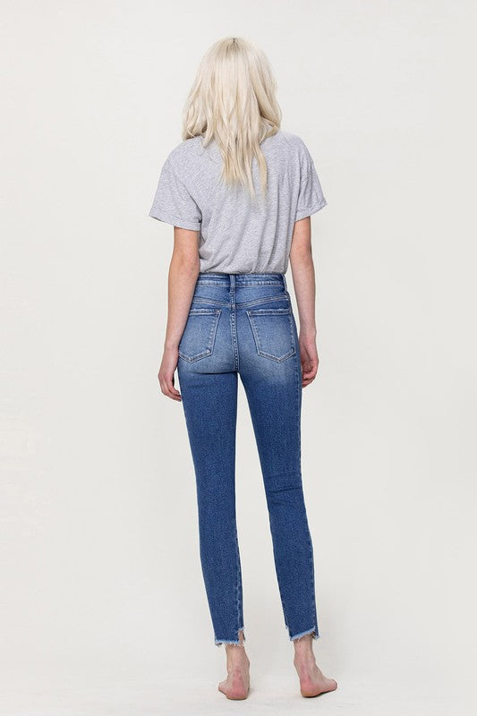 Vervet High Rise Ankle Skinny with Uneven Hem Detail