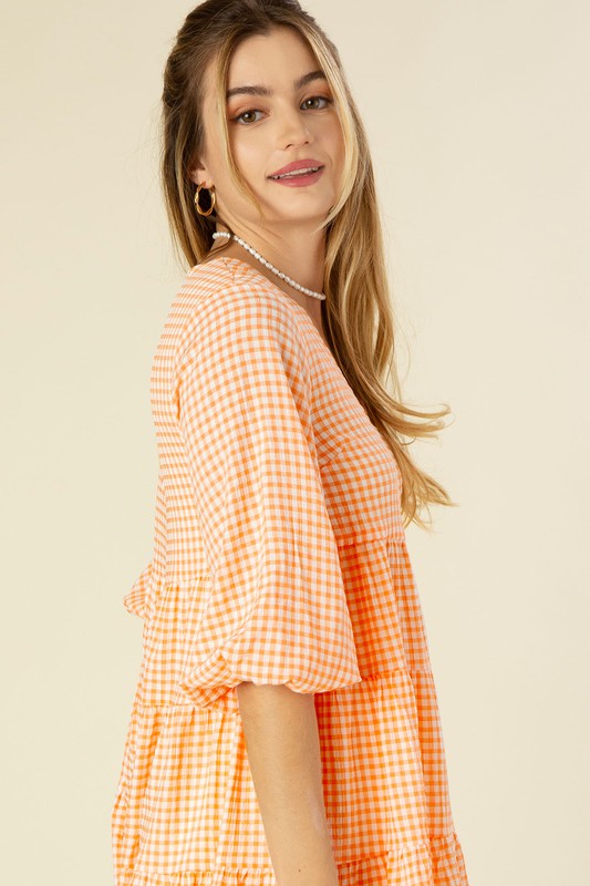 Hudson Gingham Checked Tiered Dress