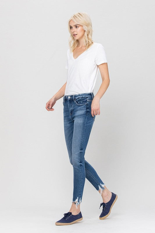 Vervet High Rise Ankle Skinny Hem Detail