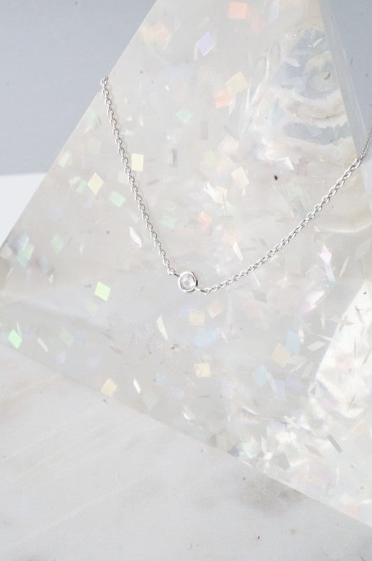 Single Bezeled Crystal Necklace