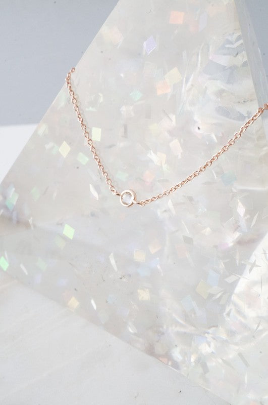 Single Bezeled Crystal Necklace