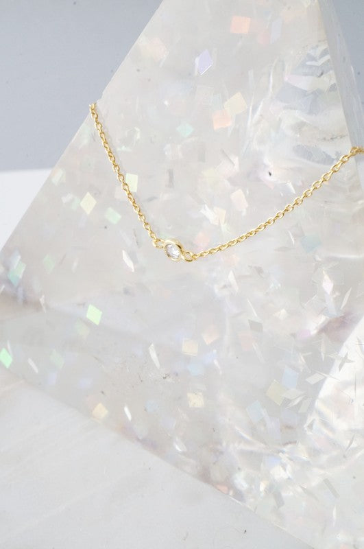 Single Bezeled Crystal Necklace