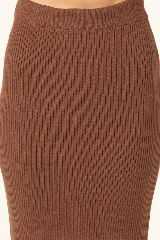 Lola High-Waist Ribbed Midi Skirt