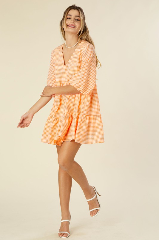 Hudson Gingham Checked Tiered Dress