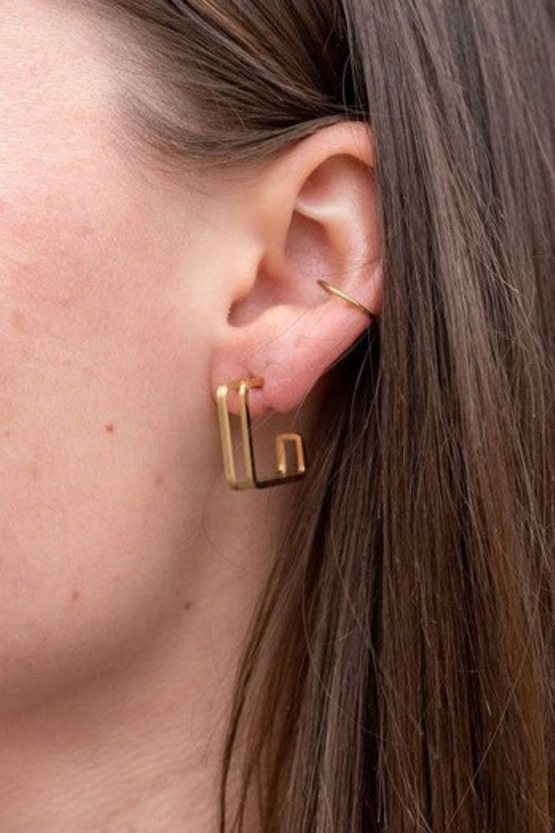 Square Up Gold Earrings