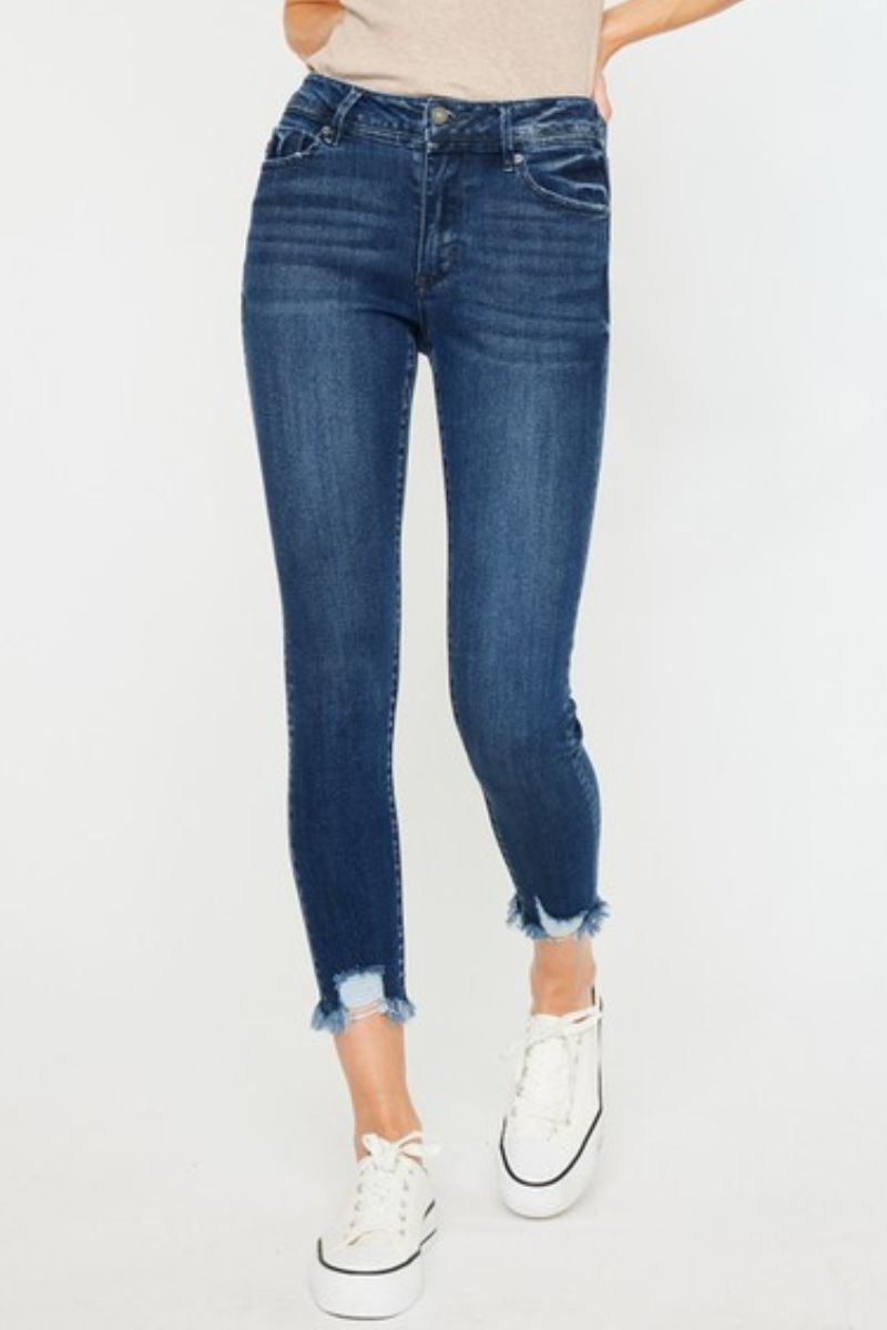 Kancan High Rise Hem Detail Ankle Skinny