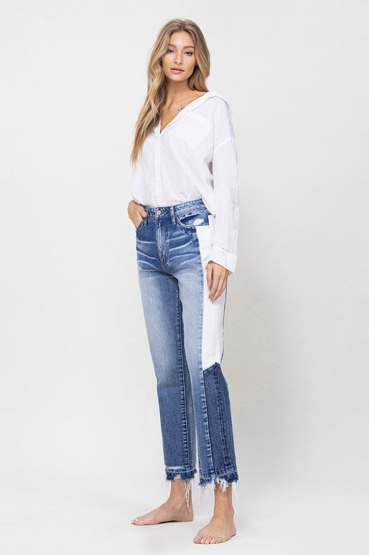 Vervet Colorblock Cropped Denim Jeans