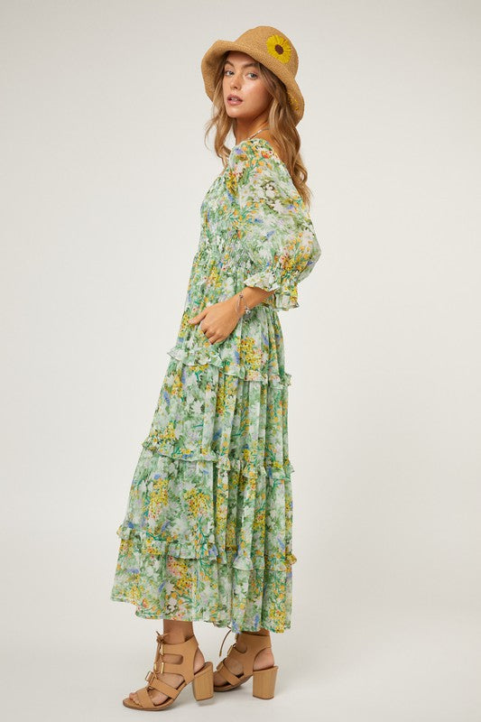 Dani Floral Chiffon Midi Dress