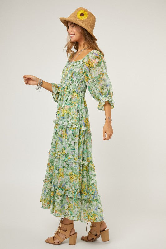 Dani Floral Chiffon Midi Dress