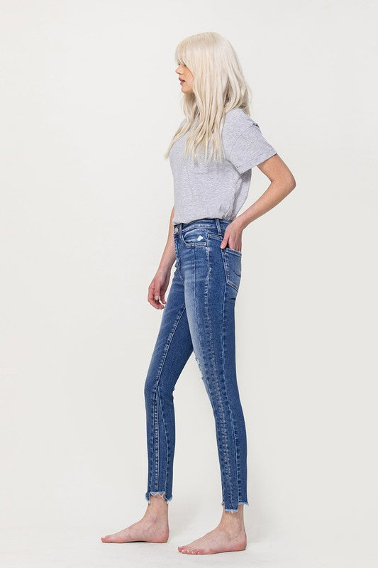 Vervet High Rise Ankle Skinny with Uneven Hem Detail