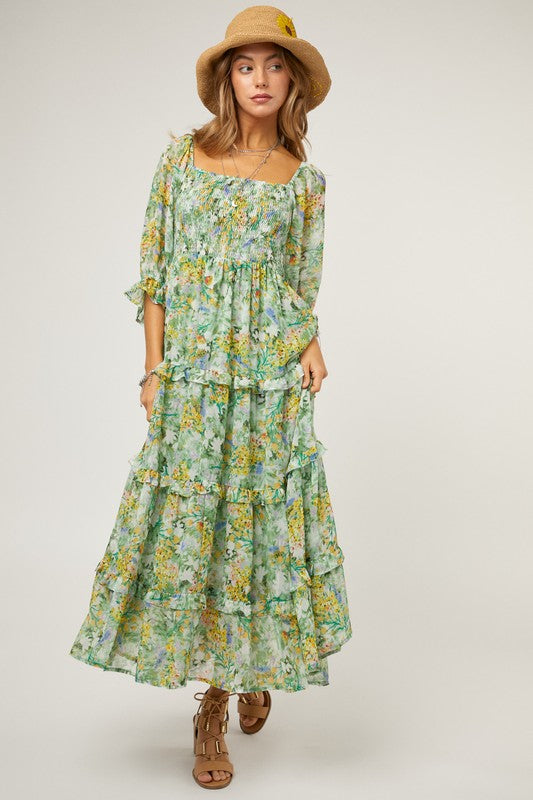 Dani Floral Chiffon Midi Dress