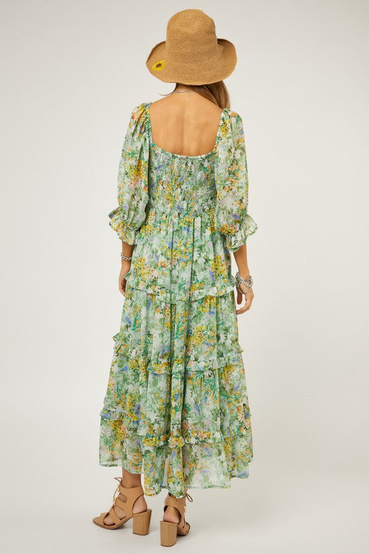 Dani Floral Chiffon Midi Dress