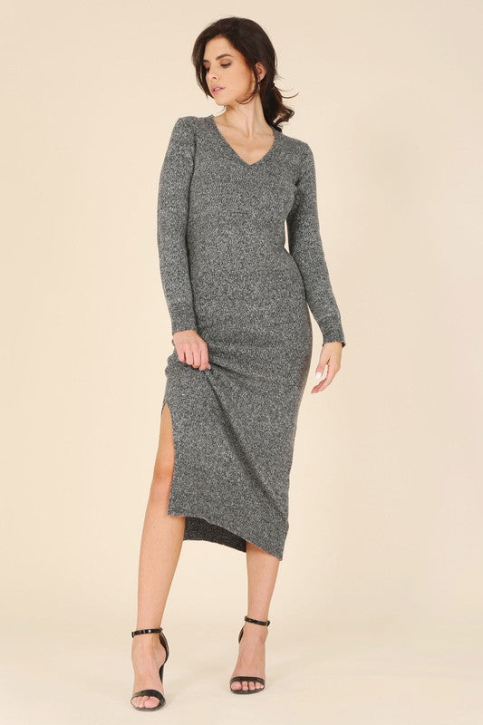 Sylvie V-Neck Sweater Maxi Dress