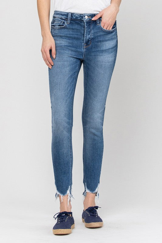 Vervet High Rise Ankle Skinny Hem Detail