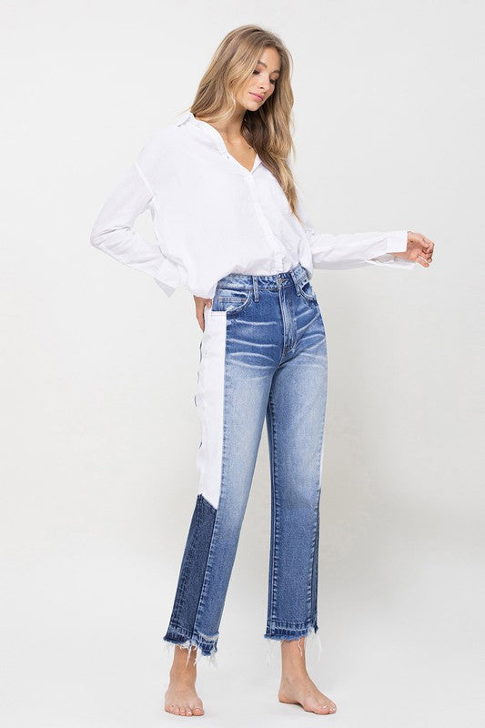 Vervet Colorblock Cropped Denim Jeans