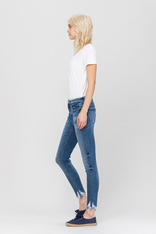 Vervet High Rise Ankle Skinny Hem Detail