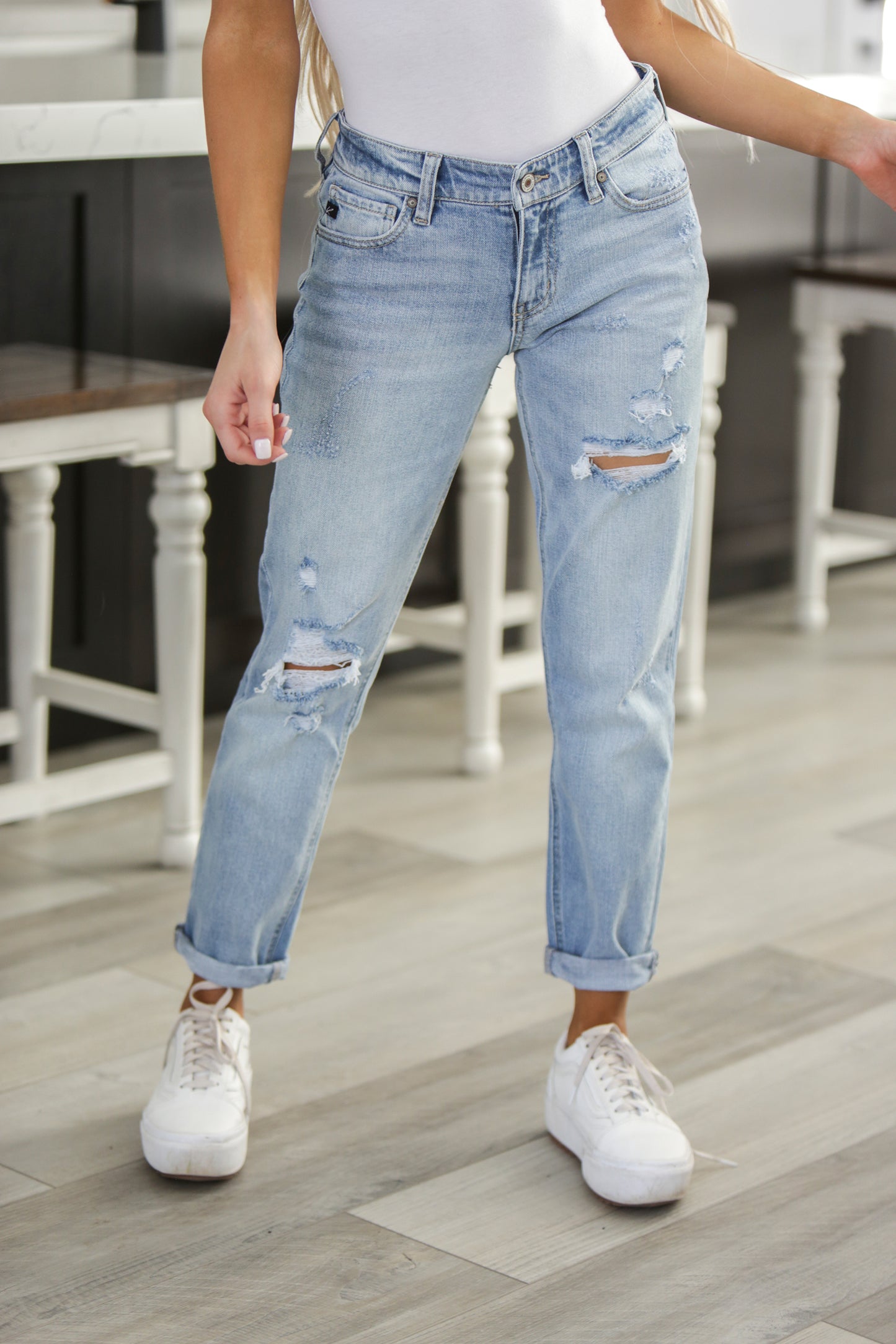 Kancan Mid Rise Boyfriend Jeans