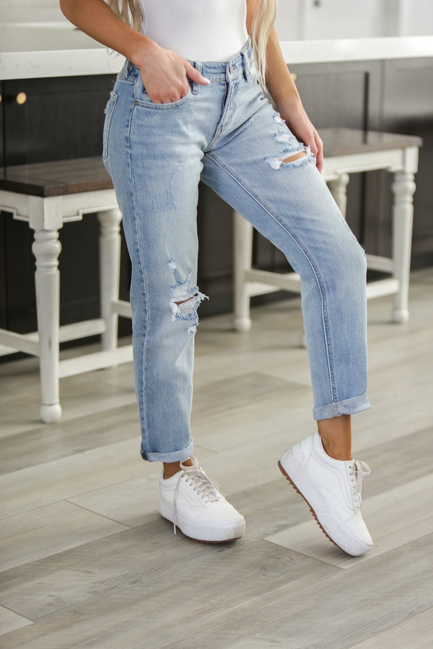 Kancan Mid Rise Boyfriend Jeans