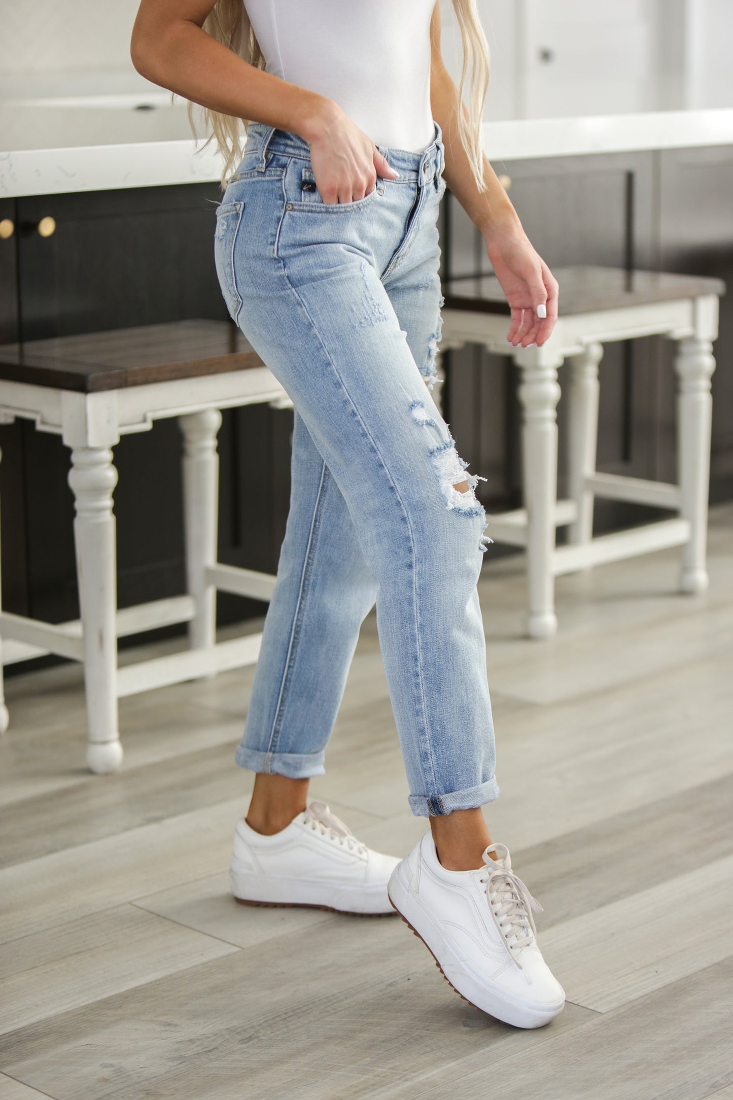 Kancan Mid Rise Boyfriend Jeans