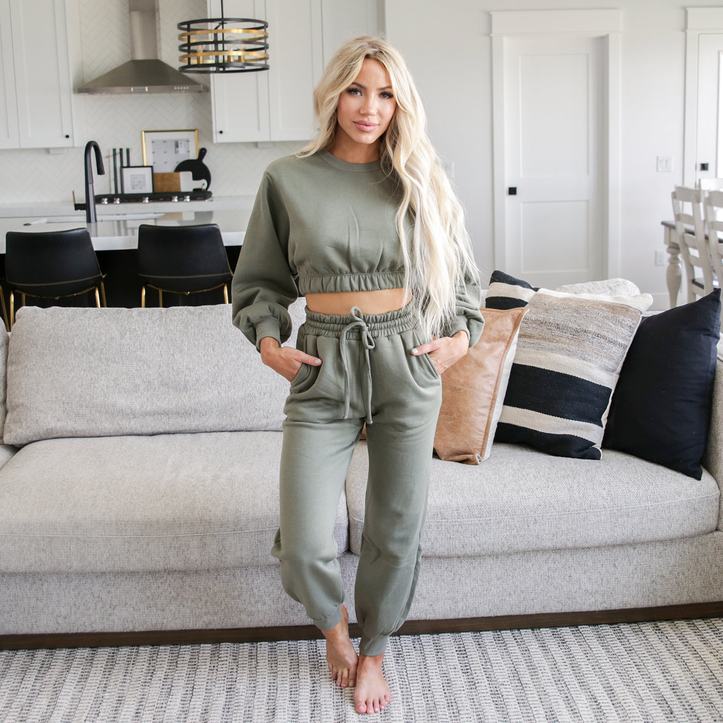 Lazy Day Cropped Sweatshirt Set