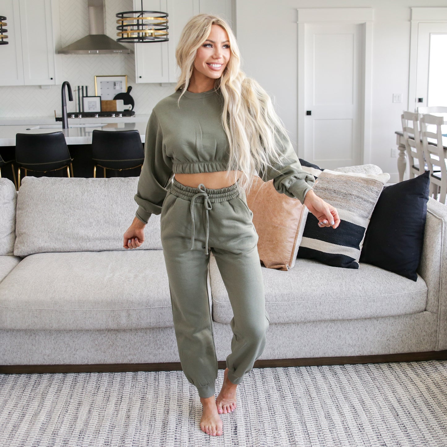 Lazy Day Cropped Sweatshirt Set