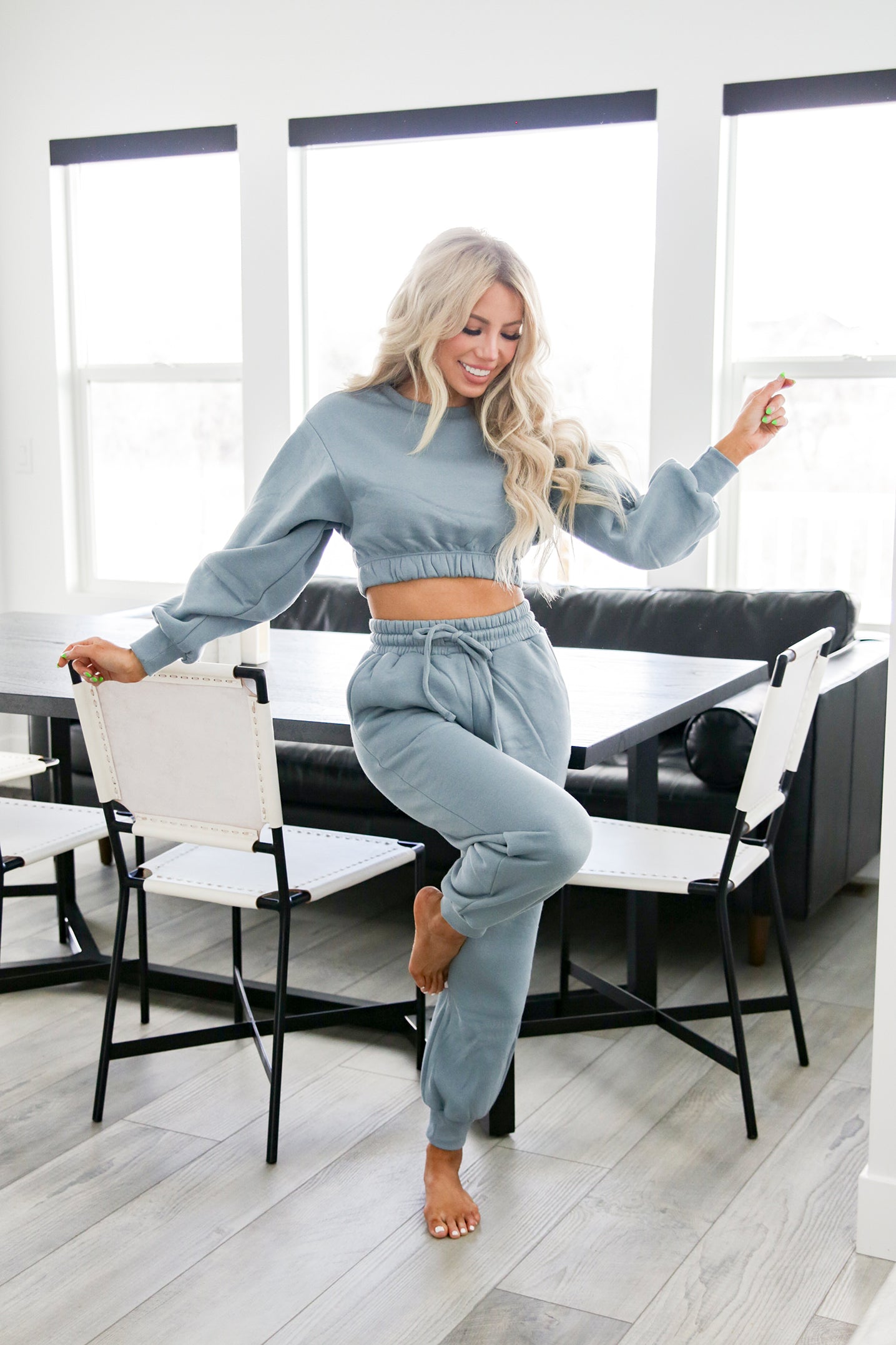 Lazy Day Cropped Sweatshirt Set